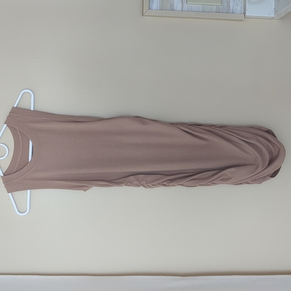 Size 4 or Small Tan Ribbed Ruched Shein Dress Soft - Picture 1 of 12